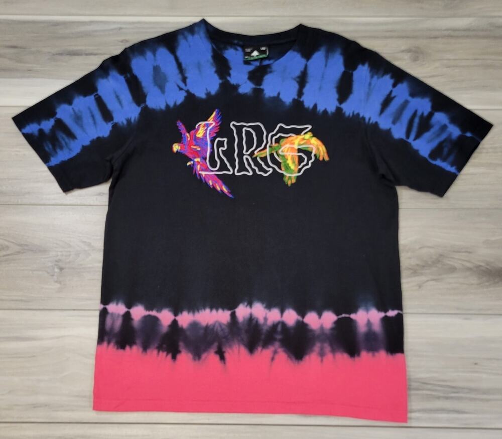 LRG T-Shirt Women's Small Black Tie Dye Embroidered Logo Short Sleeve New
